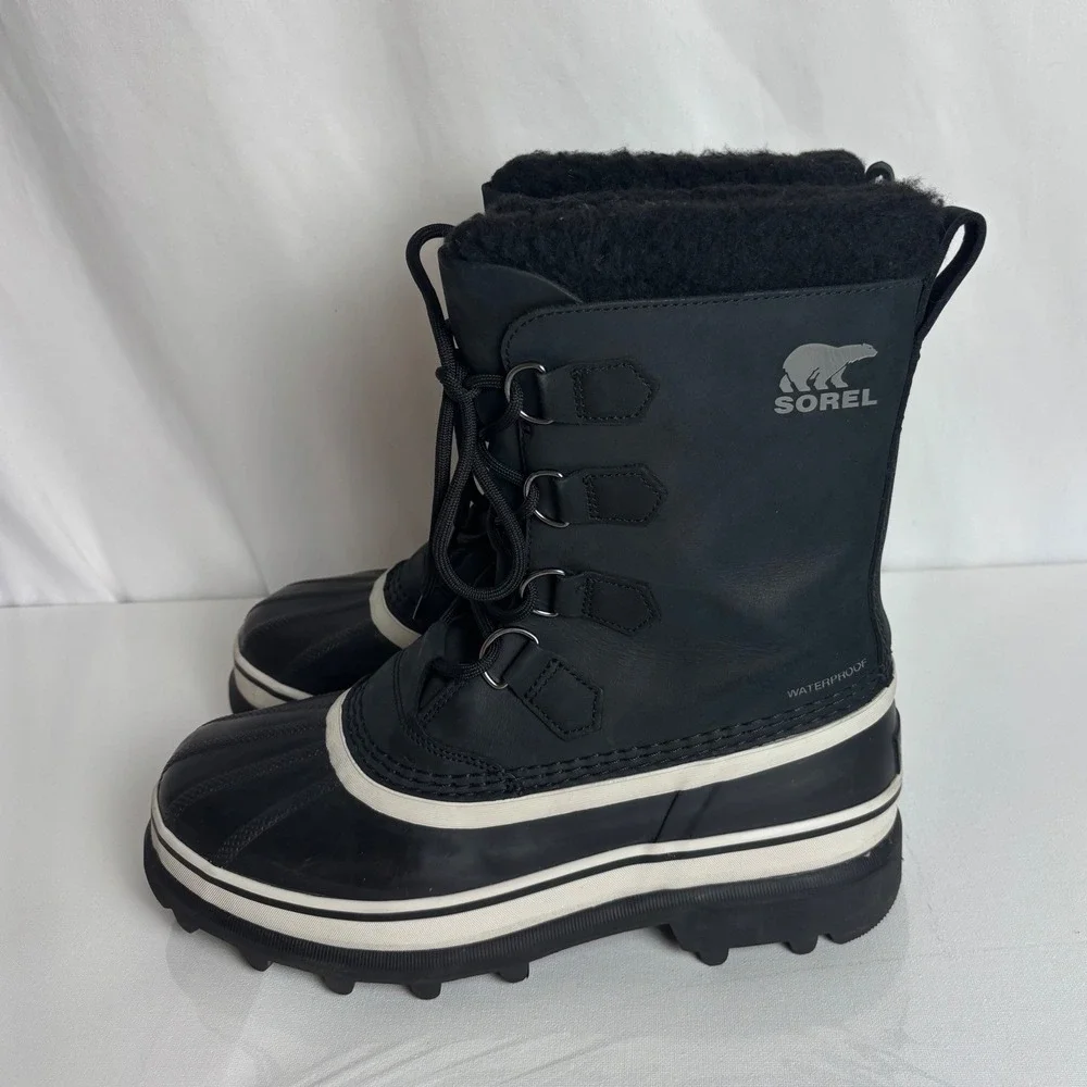 Sorel Caribou Waterproof Winter Boots Mens 8 EU 41 Black Nubuck Snow Boots